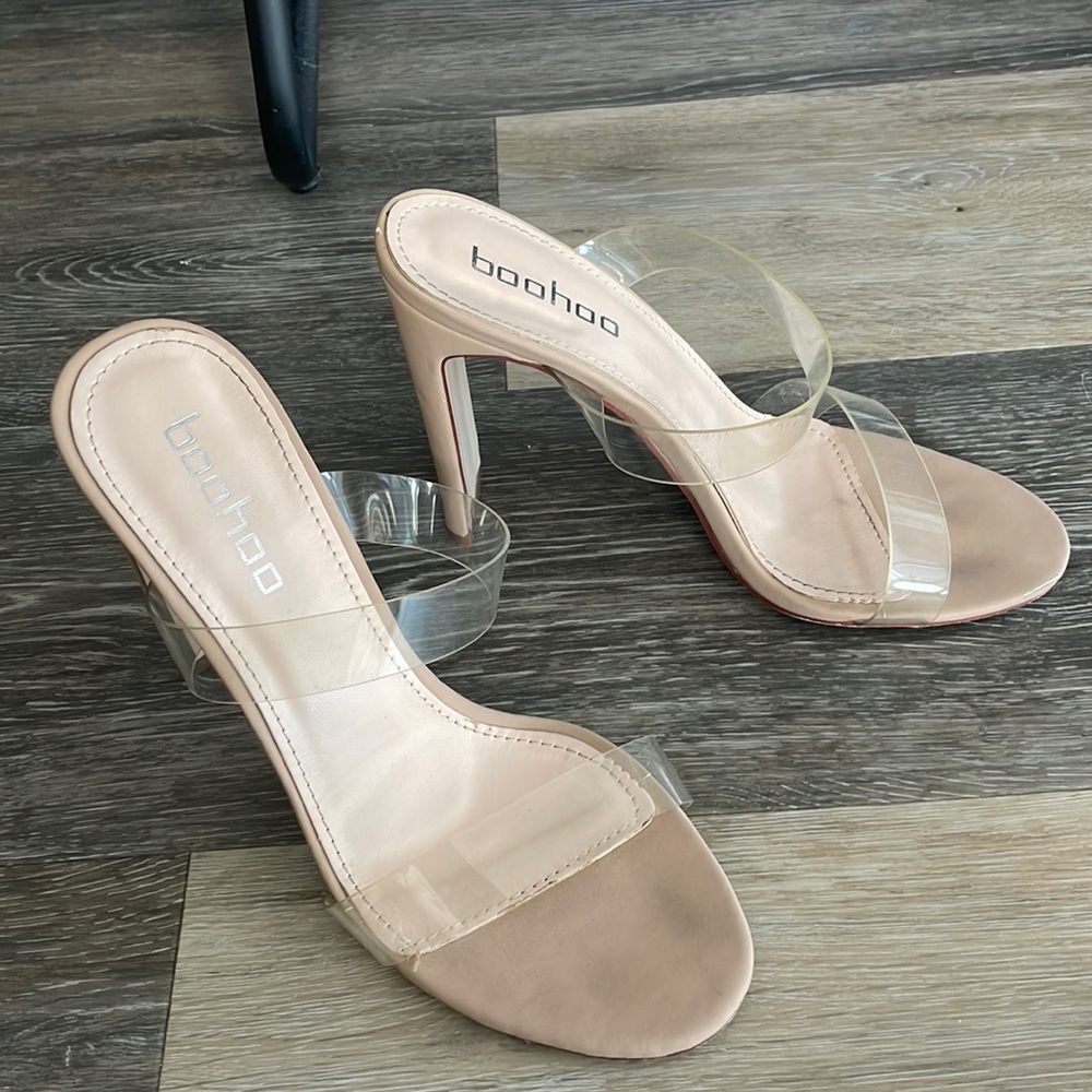 Nude clear heels backless